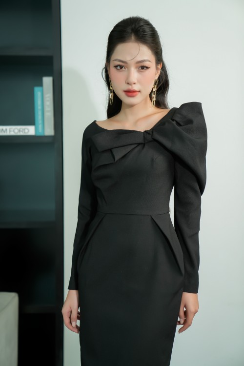 Sixdo Bowtie Midi Raw Dress 1